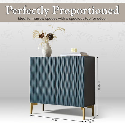 2-Door Storage Cabinet – Accent Sideboard Buffet in Blue & Black, Storage Cabinet for Living Room, Hallway, Kitchen, Dining Room, or Entryway