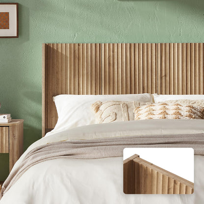 Brooklyn Fluted Panel Wingback Headboard 62.4" - Wall Mount Headboard for Queen Bed, Modern Farmhouse Bedroom Decor, 4-Panel Assembly (Golden Oak, Queen)