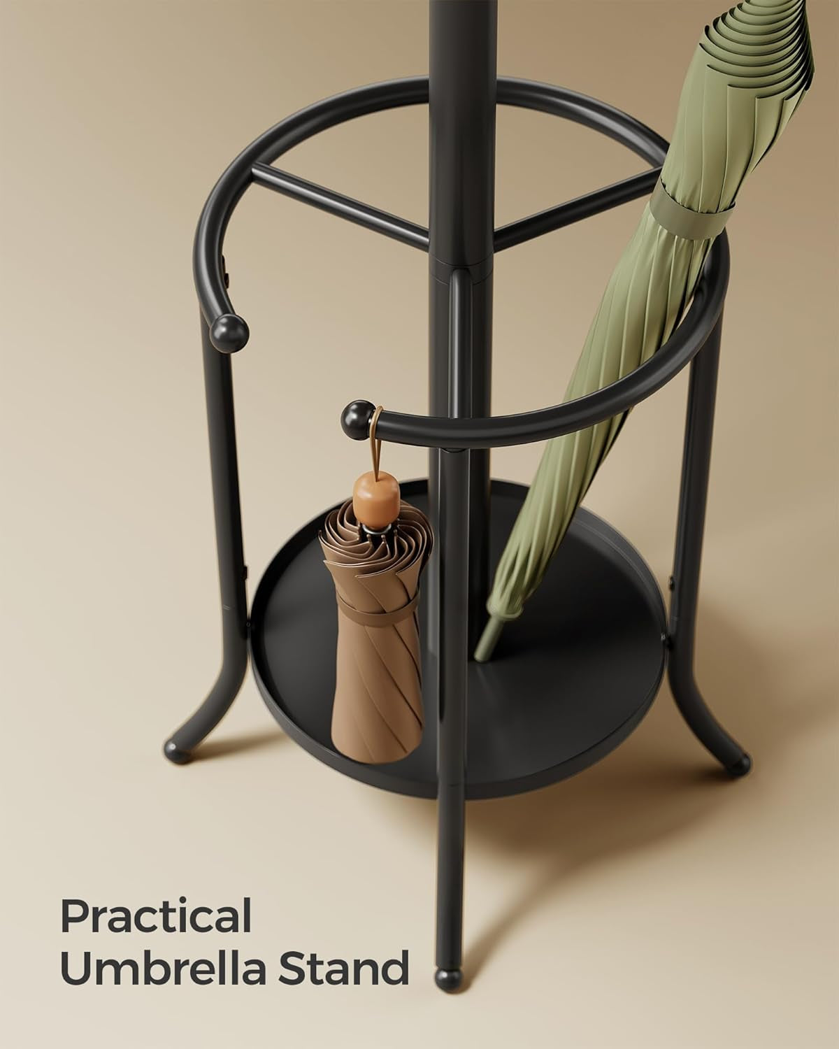 Coat Rack Freestanding, Coat Rack with Umbrella Holder with 12 Hooks, for Entryway, Hallway, Living Room, Bedroom, Ink Black URCR011B01