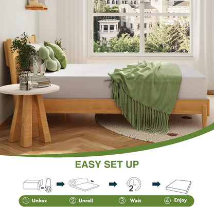 8 Inch Twin Mattress, Memory Foam Mattress with Cooling Green Tea Gel, Relieve Pressure with Medium Firm Support, Certipur-Us Certified, 75''L X 38''W, White
