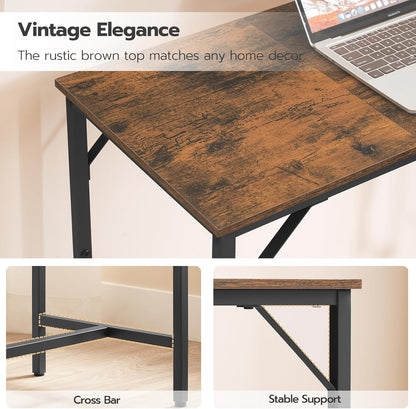 Bar Table with Charging Station, Rectangular Pub Table, High Top Coffee Table, Counter Bar Height Table, Narrow Long Dining Table, 35.4" L X 15.7" W X 35.6" H, Rustic Brown and Black BF90UBT01