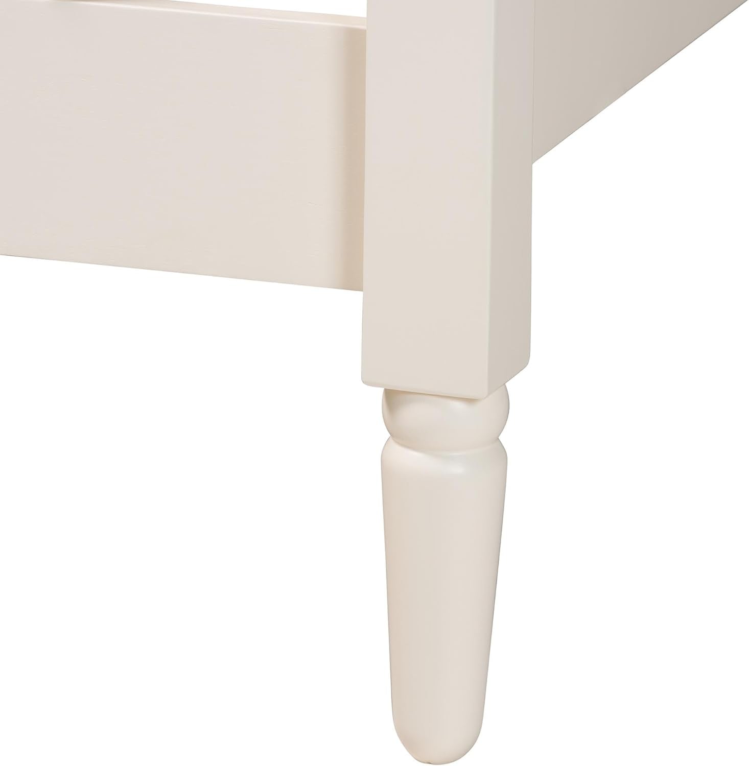 Braith Farmhouse Ivory Spindle Wood Queen Size Platform Bed