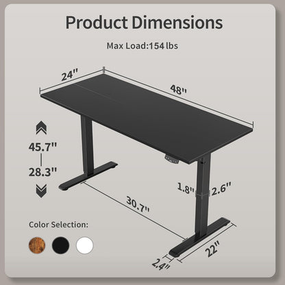 Electric Standing Desk, 63 X 24 Inches Height Adjustable Desk, Sit Stand up Desk for Work Office Home, Ergonomic Rising Computer Table with Memory Preset, Dark Walnut