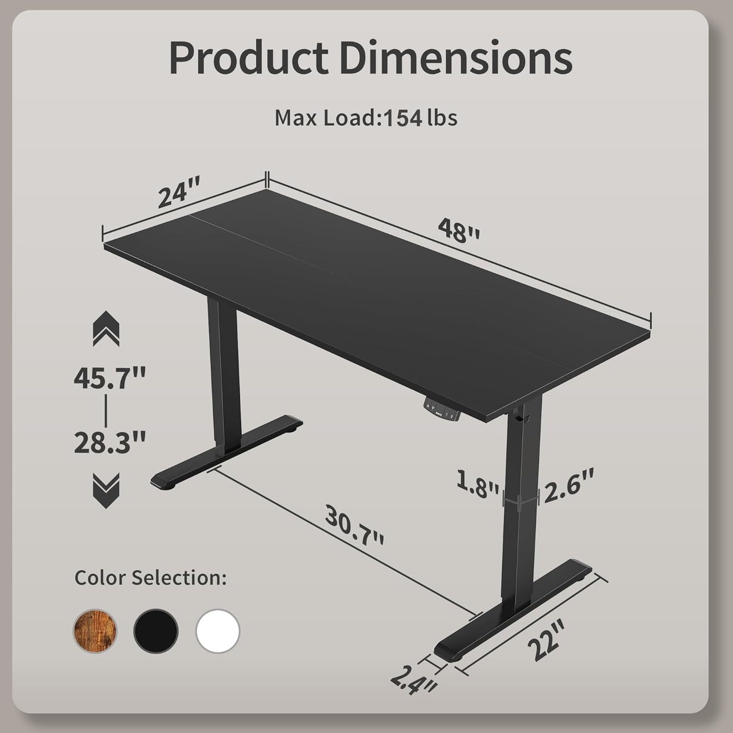Electric Standing Desk, Large 63 X 24 Inches Height Adjustable Desk, Sit Stand up for Work Office Home, Ergonomic Rising Gaming Computer Table with Memory Preset, Black