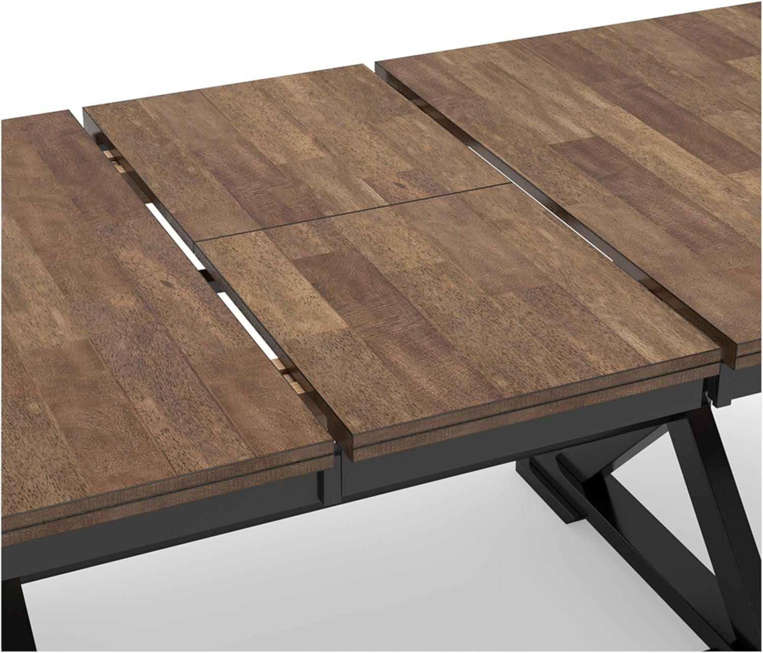 Wildenauer Farmhouse Dining Extension Table with Self-Storing Butterfly Leaf for 6-8 People, Black & Dark Brown