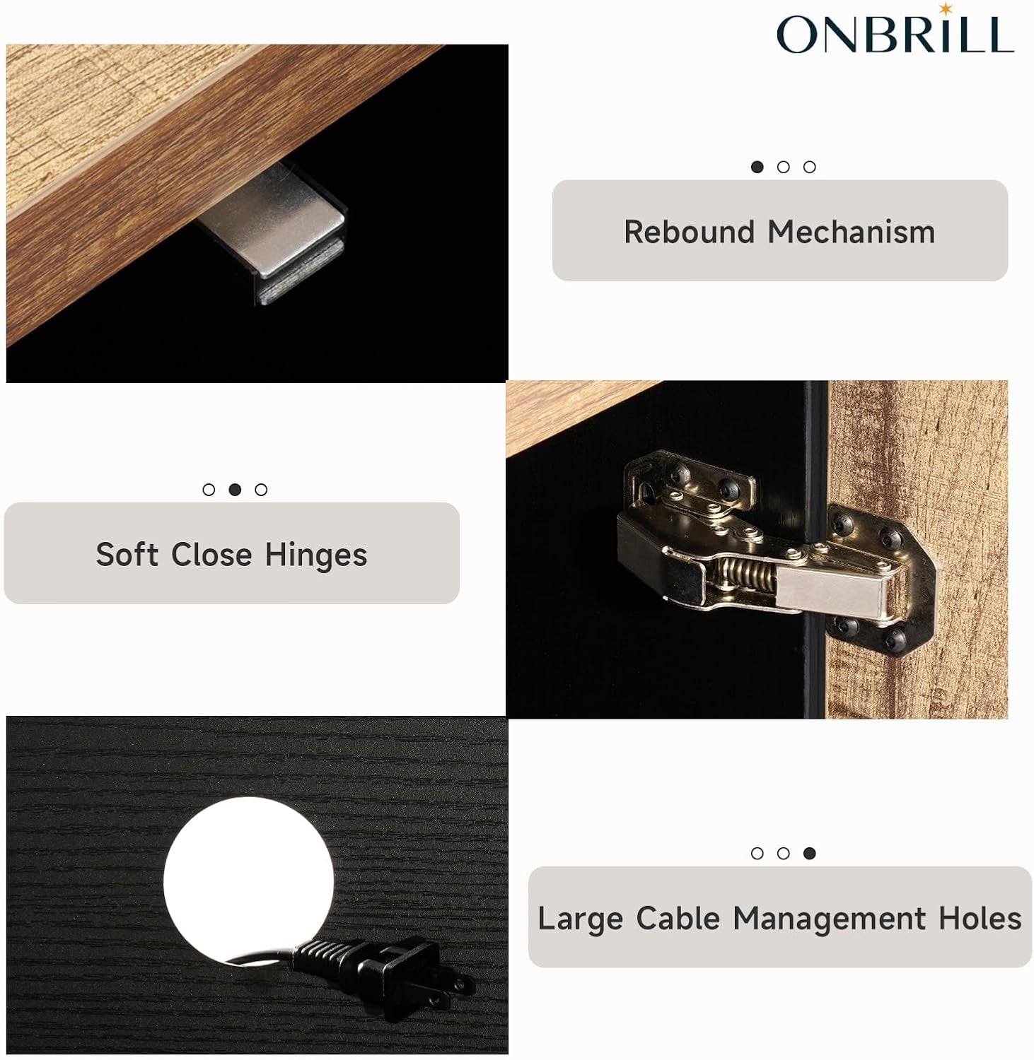 Mid Century Modern TV Stand for 65 Inch, Living Room TV Console, Entertainment Media Center with Storage and LED Lights