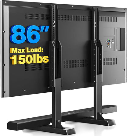 Table Top TV Stand with Height Adjustable TV Legs, TV Stands Base with Cable Management for Most 37 to 86 Inch Flat or Curved Tvs, Steel TV Feet Holds up to 150 Lbs, Max VESA 800X600Mm, Black