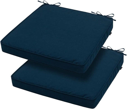 Square Corner Seat Cushion, 18" X 18" X 2.5", 2 Pack, Indoor/Outdoor Waterproof Weather Resistant Universal Chair Pads for Patio Garden Dining - Blue Navy