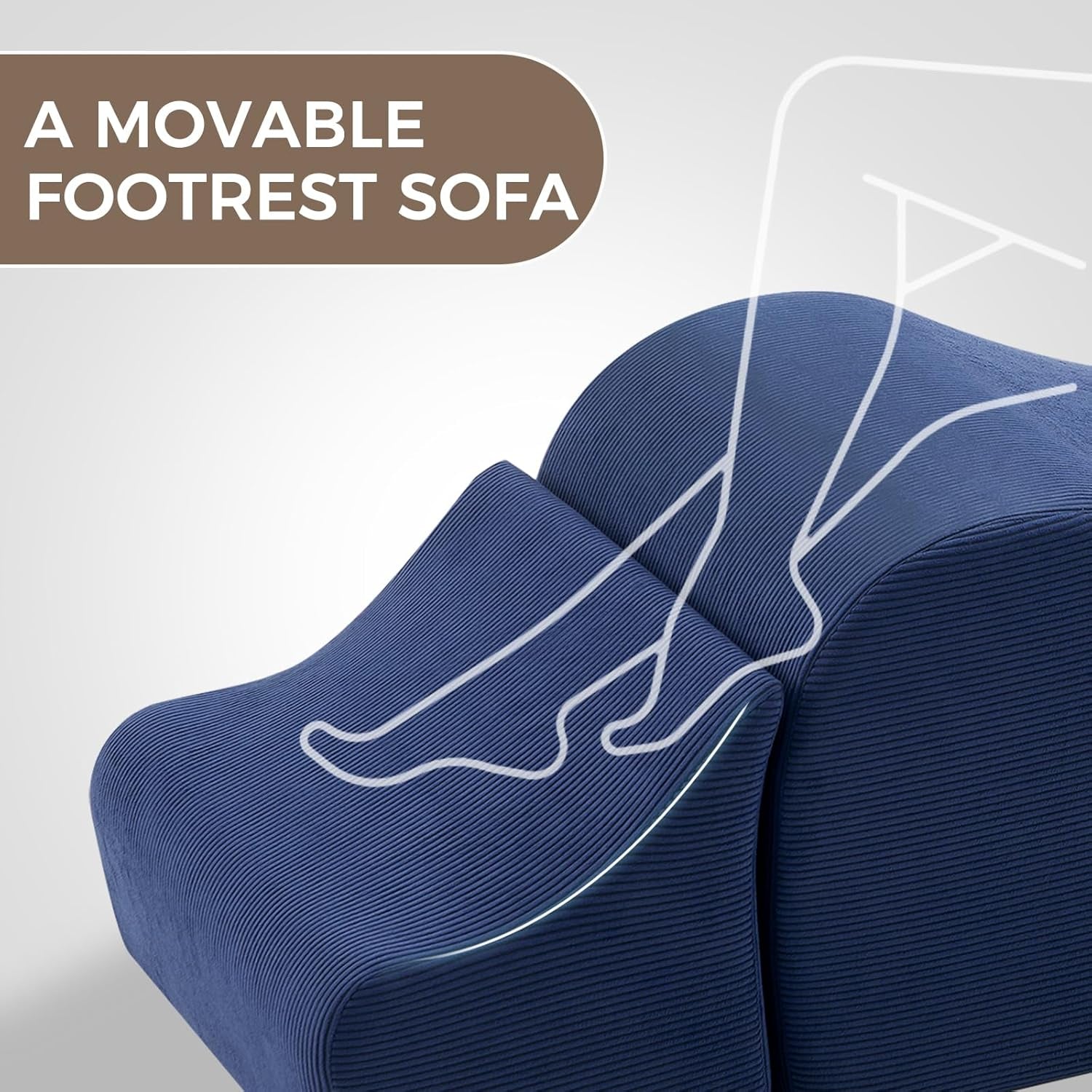 Yoga Chairs for Adults, Ergonomic Chaise Lounge Chair Indoor with Side Pocket, Lumbar Pillow, Ottoman, Yoga Chair Perfect for Stretching, Relaxation, Exercise, Used in Bedroom, Living Room (Blue)