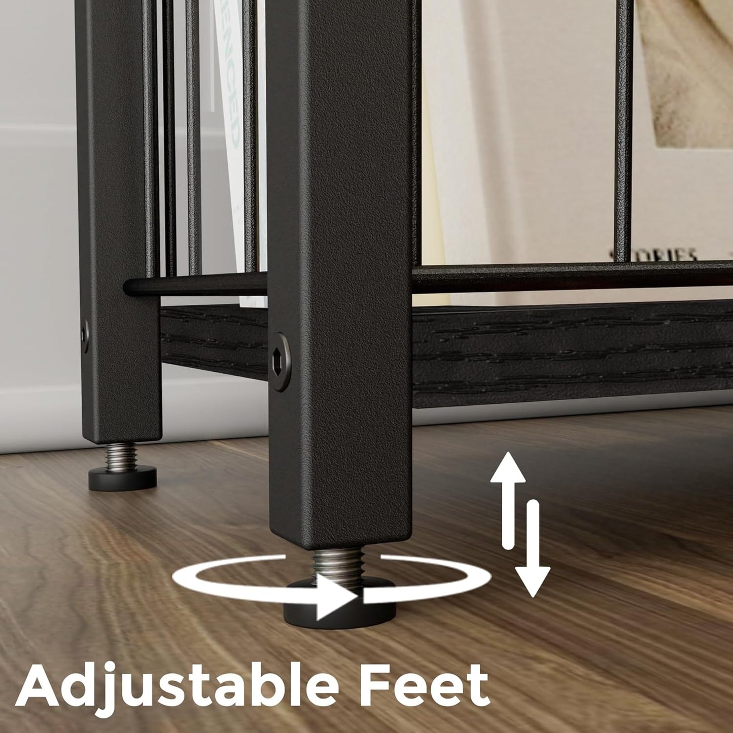 Narrow Side Table with Magazine Holder, Skinny End Table Perfect for Small Spaces, Space-Saving Design for Living Room, Bedroom, or Office, 7.1" D X 16.9" W X 23.6" H, Black
