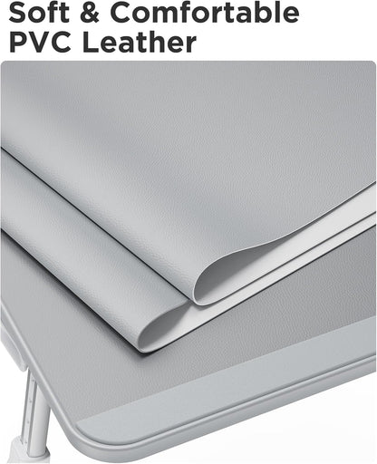 Leather Lap Desk Laptop Bed Tray Table, Adjustable Laptop Stand for Bed, Portable Lightweight Standing Desk for Writing Eating Reading Couch Sofa Floor for Adults Kids (20.5"*11.8",Gray)