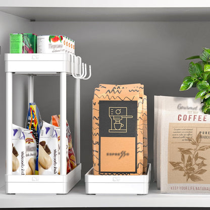 3-Tier Slim/Narrow Storage Cart with Handle, 5.5'' Wide X 26.5'' Height Rolling Organizer for Kitchen, Bathroom, Laundry Room - White