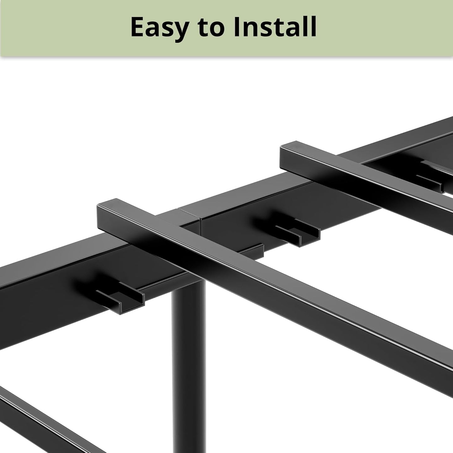 King Bed Frame, Tall Industrial Headboard 51.2 ", Platform Bed Frame with Strong Metal Support, Solid and Stable, Noise Free, No Box Spring Needed, Easy Assembly, Charcoal Grey