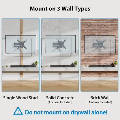 Full Motion TV Monitor Wall Mount Bracket Swivel Tilt Extension Rotation for Echo Show 21/15 and Most 13-42 Inch LED LCD Flat Curved Screen Tvs & Monitors, Max VESA 200X200Mm up to 44Lbs