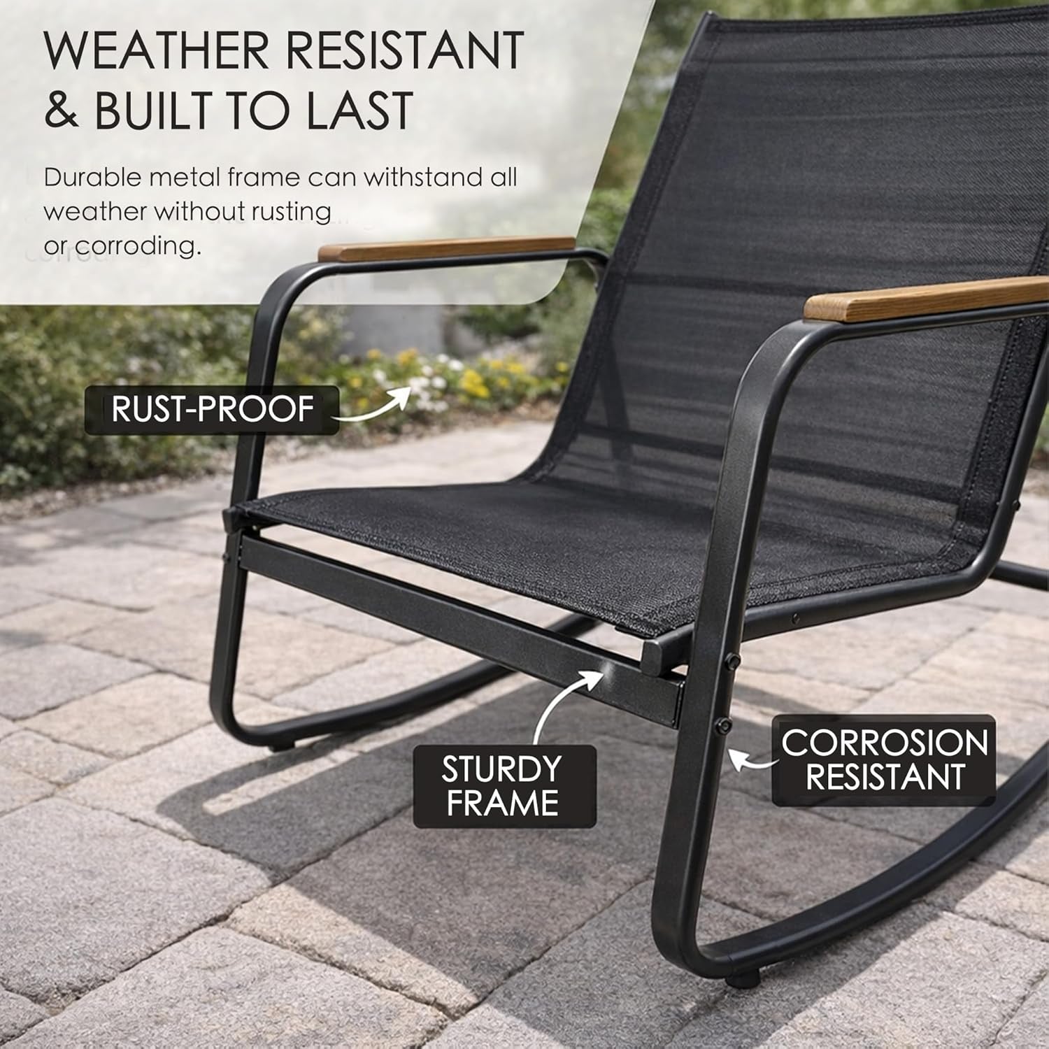 4-Piece Outdoor Patio Furniture Set with Textilene Chairs, Metal Conversation Set, Tempered Glass Coffee Table, Powder-Coated Steel Frame for Garden, Poolside, Backyard Black