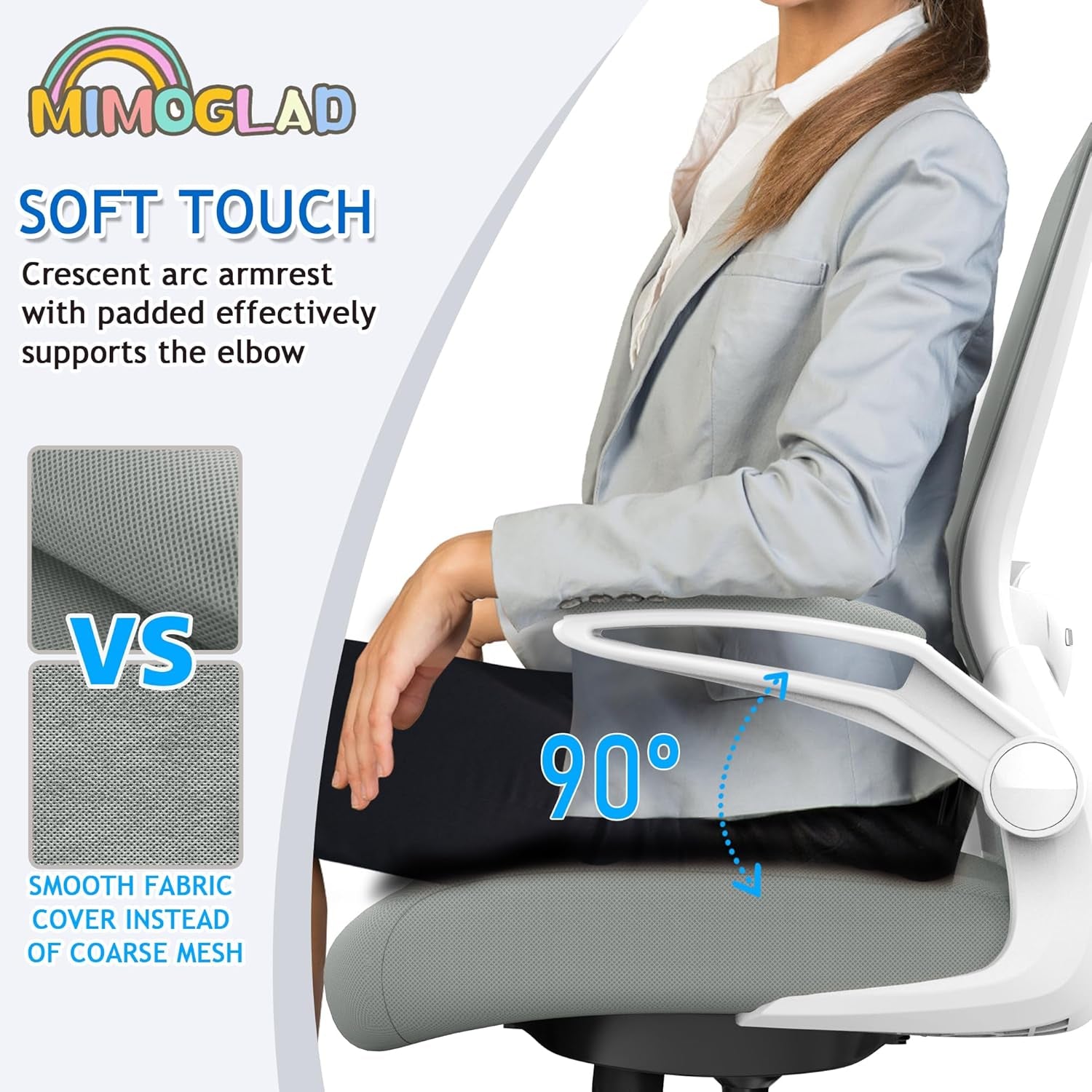 Ergonomic High Back Mesh Office Chair, Adjustable Lumbar Support, Thickened Seat Cushion (Modern, Moon Gray)