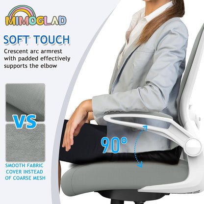 Ergonomic High Back Mesh Office Chair, Adjustable Lumbar Support, Thickened Seat Cushion (Modern, Moon Gray)