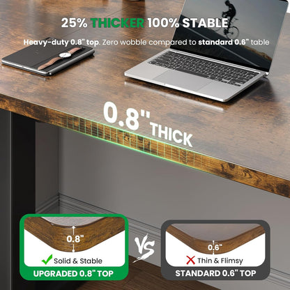 Electric Standing Desk Adjustable - 48 X 24 Inch Sit Stand up Desk with 0.8 Inch Thick Tabletop - Adjustable Height Table with 3 Memory Preset, Cable Management for Home Office