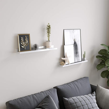 Floating Shelves Set of 2, Wall Shelves Ledge 23.6 X 3.9 Inches with Front Edge, for Picture Frames, Books, Spice Jars, Living Room, Bathroom, Kitchen, Easy Assembly, White ULWS60WT
