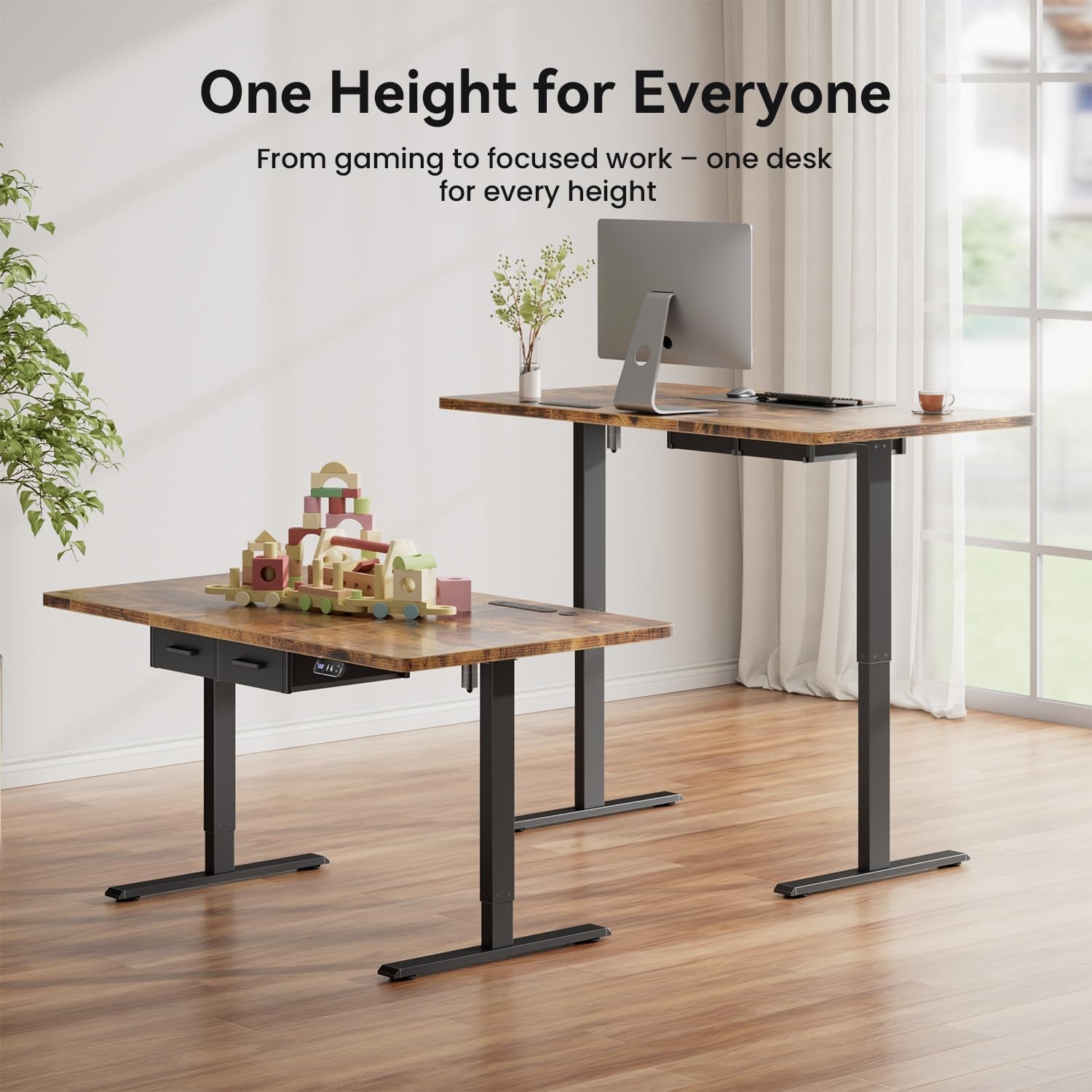 Electric Standing Desk, Extra Large 79 X 31.5 Inches Height Adjustable Table with Outlets, Sit Stand Computer Desk with Drawers for Home Office, Ergonomic Rising Workstation, Rustic Brown