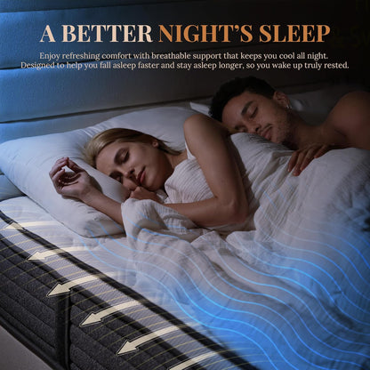 Queen Mattress, 14 Inch Hybrid Queen Size, Medium Feel Foam and Individual Pocket Springs, Fiberglass Free Bed Mattress, Extra Edge Support, Pressure Relief, Certipur-Us