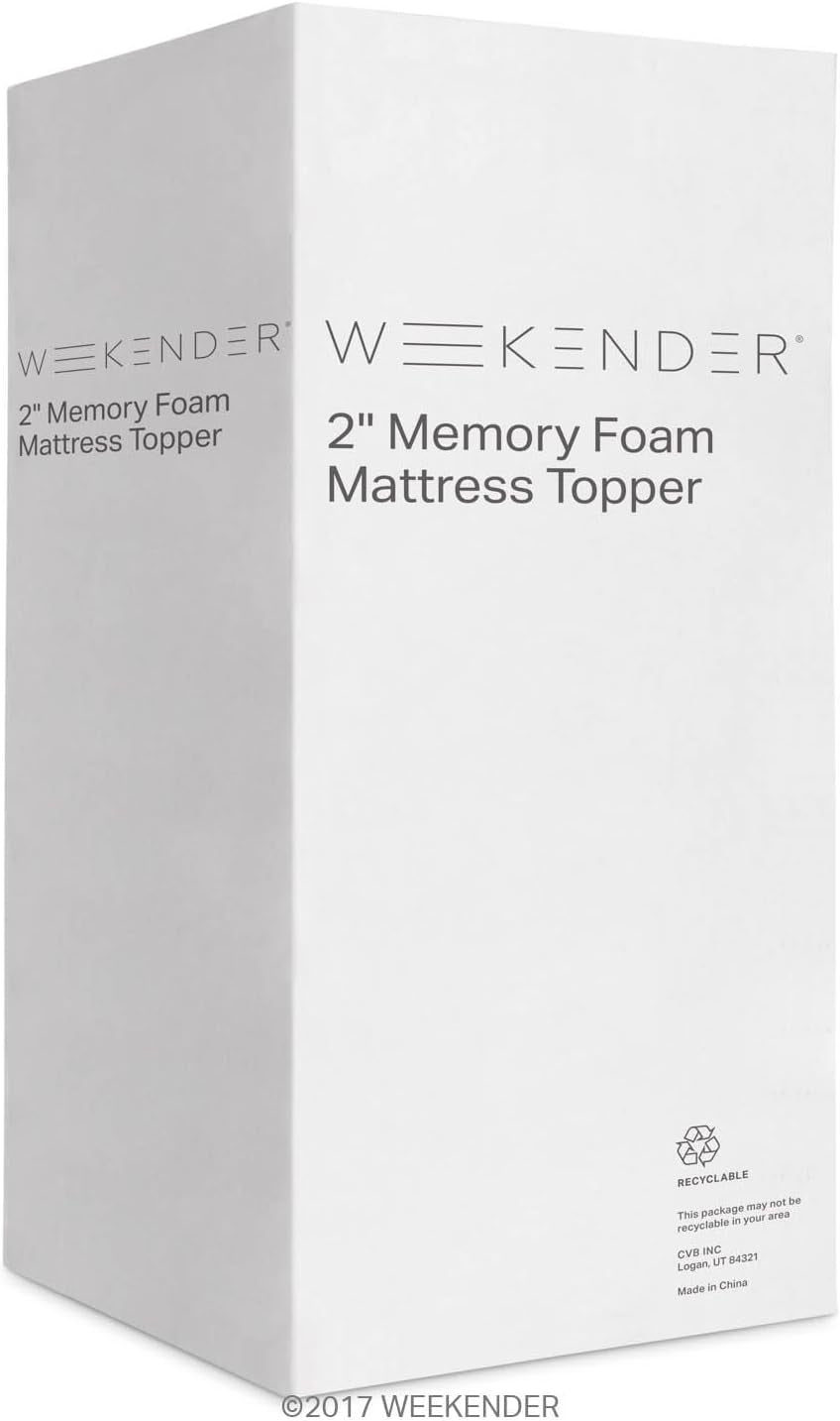 2 Inch Memory Foam Mattress Topper - King,Off White