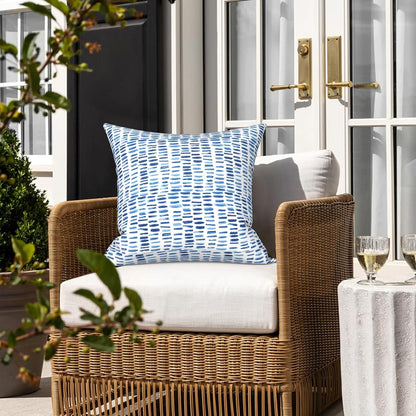 2 Pack Outdoor Pillow Covers ONLY 18X18 Inch, Water-Repellent Square Decorative Cushion Covers for Patio Furniture, Garden, Sofa, a Pebble Blue