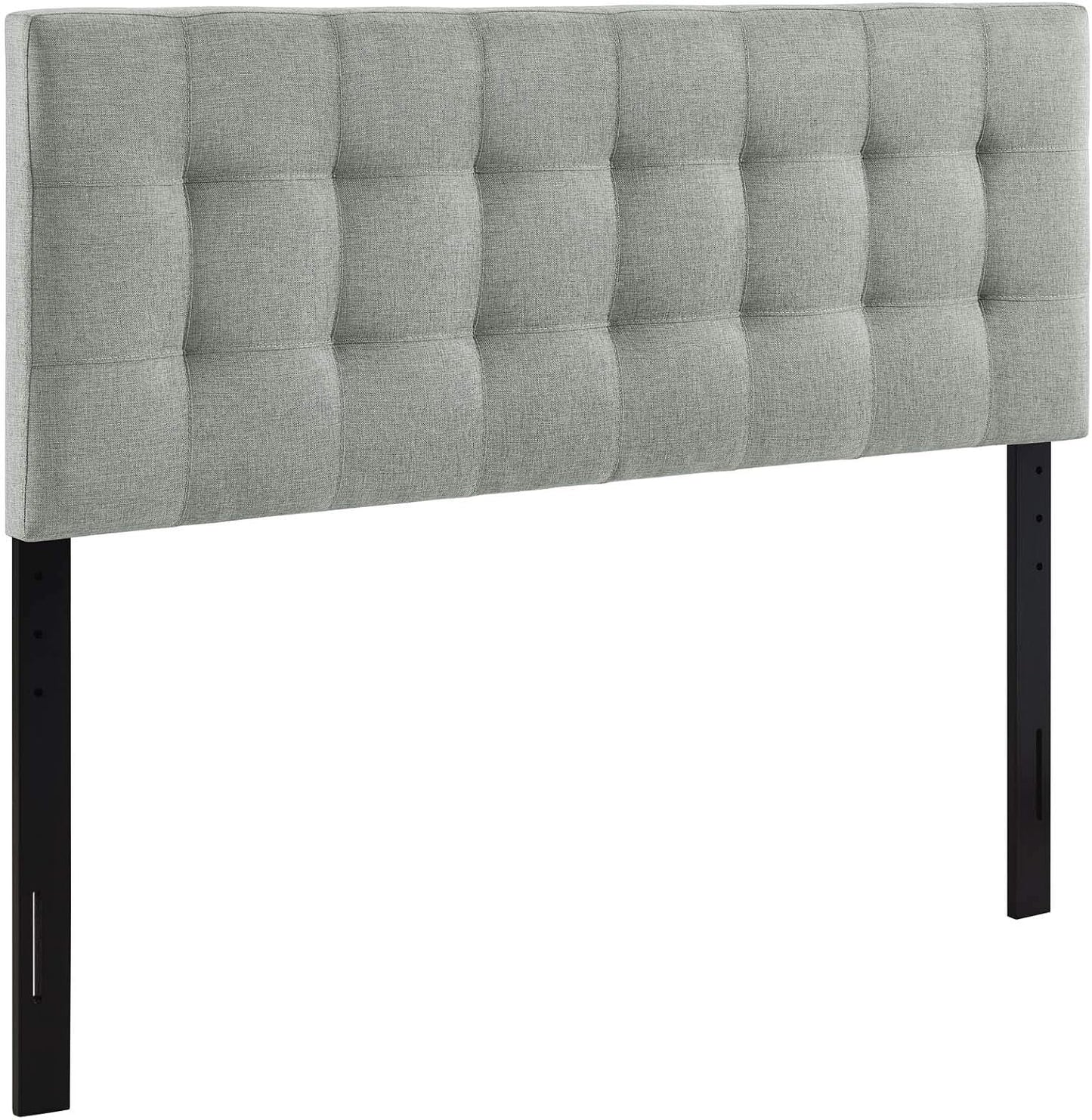 AMZ-5041 Lily Tufted Linen Fabric Upholstered Queen Headboard in Gray