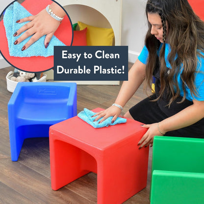 3-In-1 Cube Chair for Kids, Flexible Seating Classroom Furniture, 4-Pack