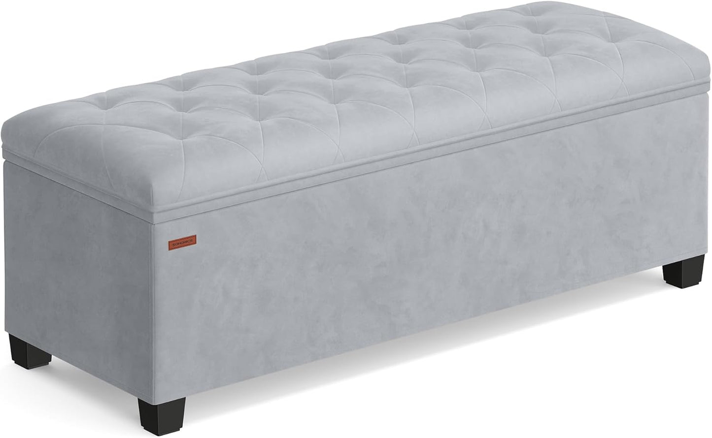 Velvet Storage Ottoman Bench, Foot Rest with Legs, 15.7 X 43 X 15.7 Inches, End of Bed Bench, Storage Chest, Load up to 660 Lb, for Living Room, Bedroom, Entryway, Jelly Pink ULSF089R01