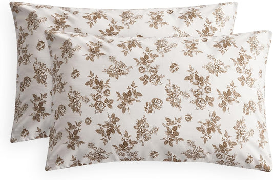 - Cottagecore Pillow Cases, Floral Shabby Chic Vintage Flower Shabby Chic Coquette Aesthetic, Set of 2 Soft Pillowcases Pillow Shams Covers, Brown Taupe, King Size 20X36 Inches