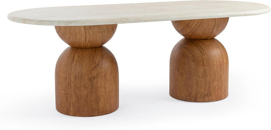 Long Dining Table in Brown,Travertine Ash Wood