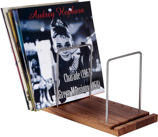 Vinyl Record Storage Holder, Solid Wood Record Stand for Albums, 50-75 LP Vinyl Rack, Built-In Now Playing, for Albums Rack Organizer Record Display