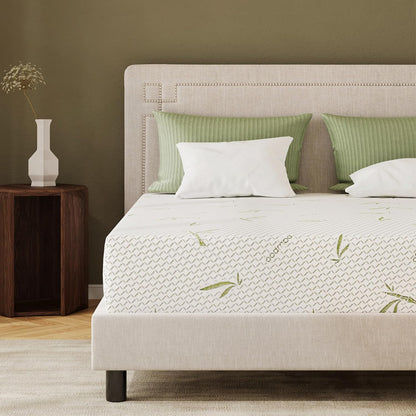 8 Inch Full Size Mattress, Cooling Green Tea Gel Memory Foam for Pressure Relief, Medium Firm Support, Fiberglass Free, Bed in a Box, Certipur-Us Certified