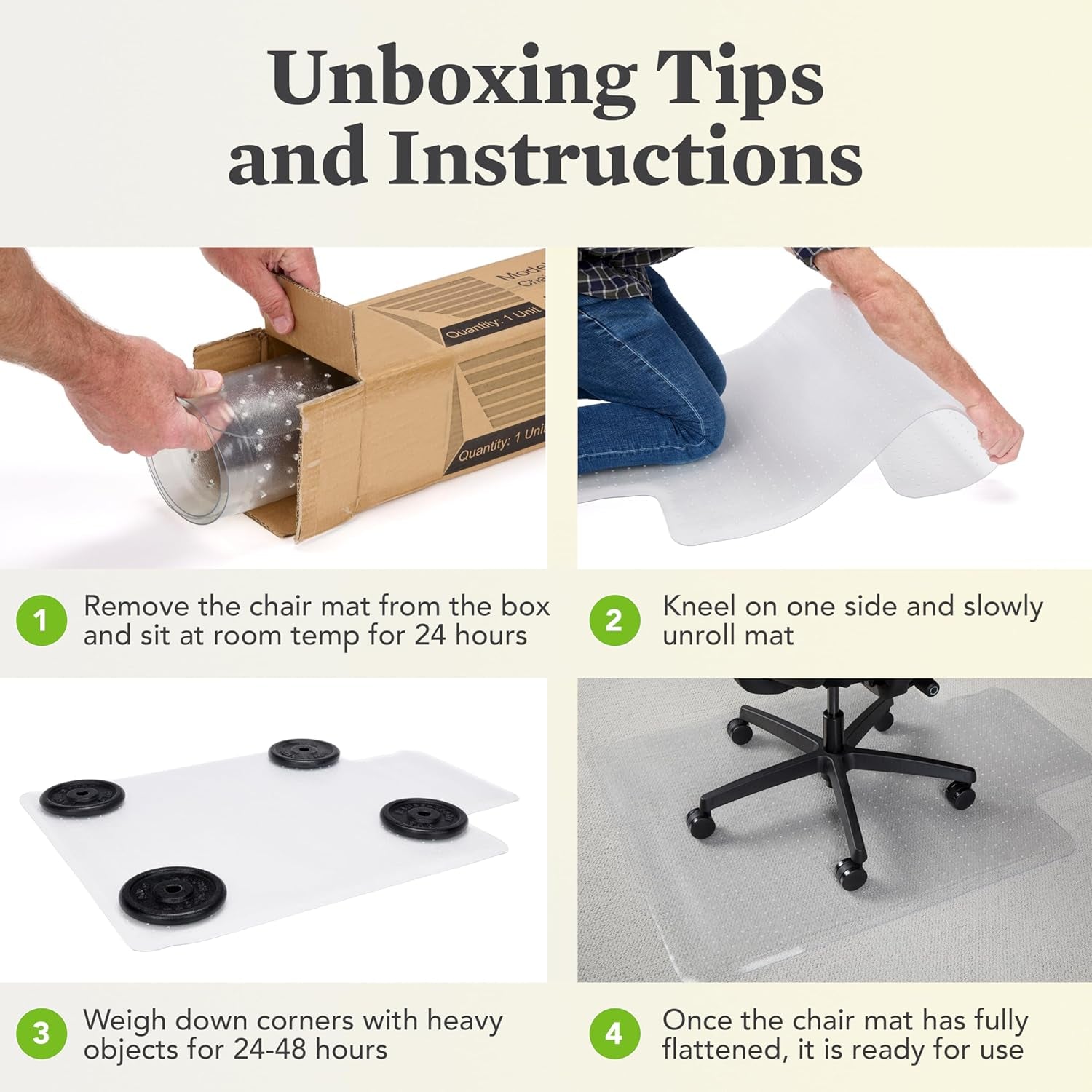 Office Chair Mat for Carpet, Computer Desk Chair Mat for Carpeted Floors, Easy Glide in Office or Home with Extended Lip (36” X 48”)