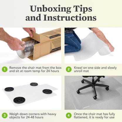 Office Chair Mat for Carpet, Computer Desk Chair Mat for Carpeted Floors, Easy Glide in Office or Home with Extended Lip (36” X 48”)