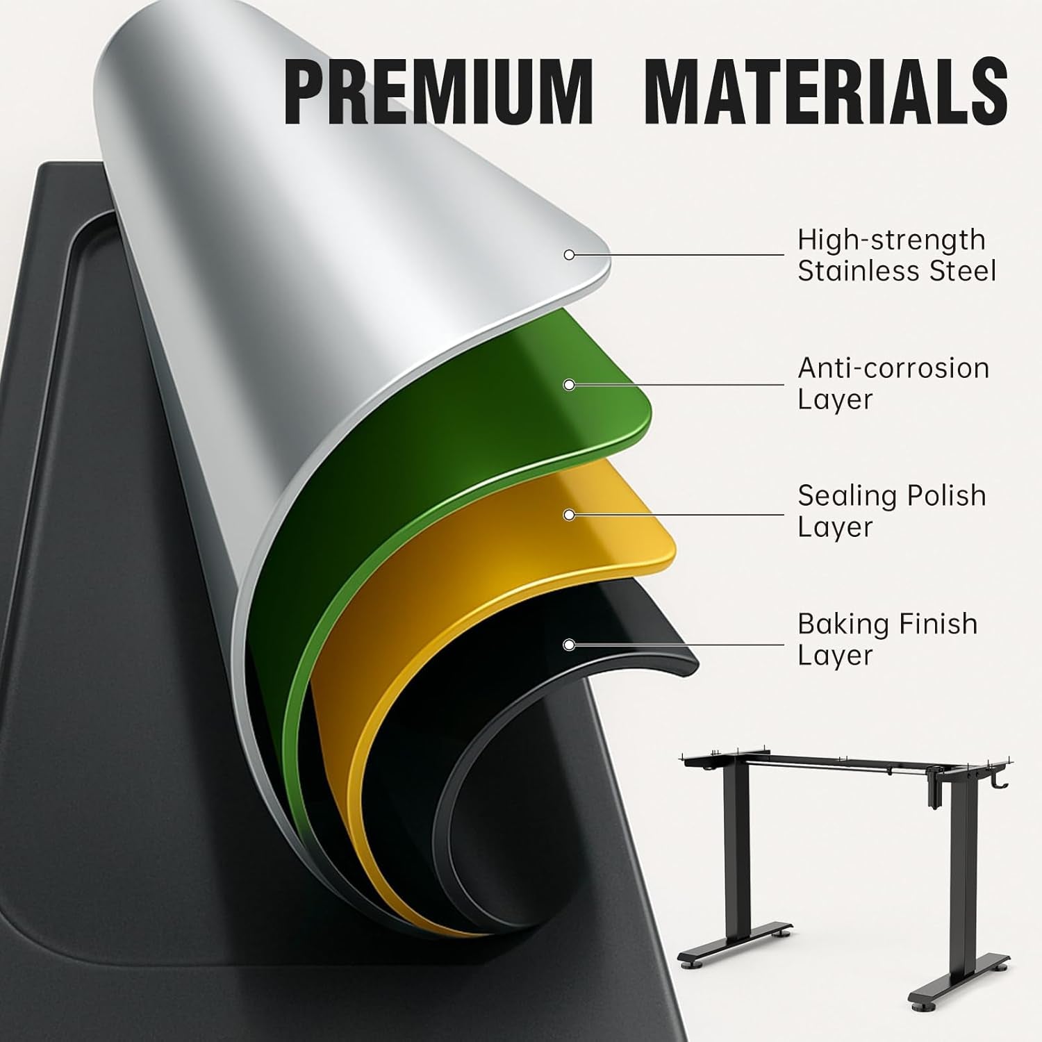 47.2" Standing Desk, Adjustable Height Office Desk with Wood Desktop, Computer Table for Home Work, Study and Gaming, Small Spaces, Modern Furniture，Brown