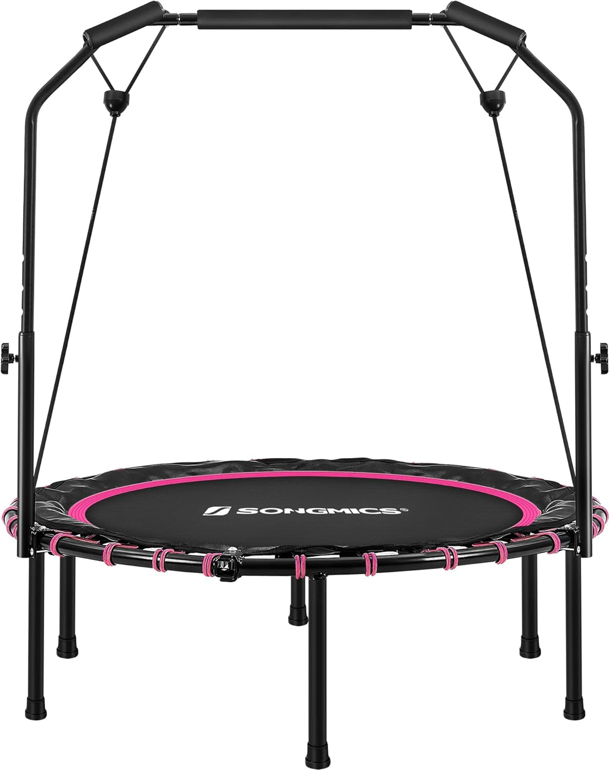 40 Inches Mini Fitness Trampoline, Fitness Rebounder with Adjustable Handrail, Foldable Trampoline for At-Home Workout, Max. Load 264.6 Lb