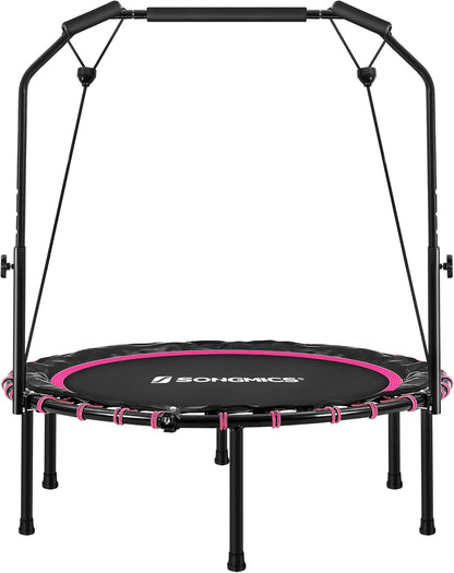 40 Inches Mini Fitness Trampoline, Fitness Rebounder with Adjustable Handrail, Foldable Trampoline for At-Home Workout, Max. Load 264.6 Lb