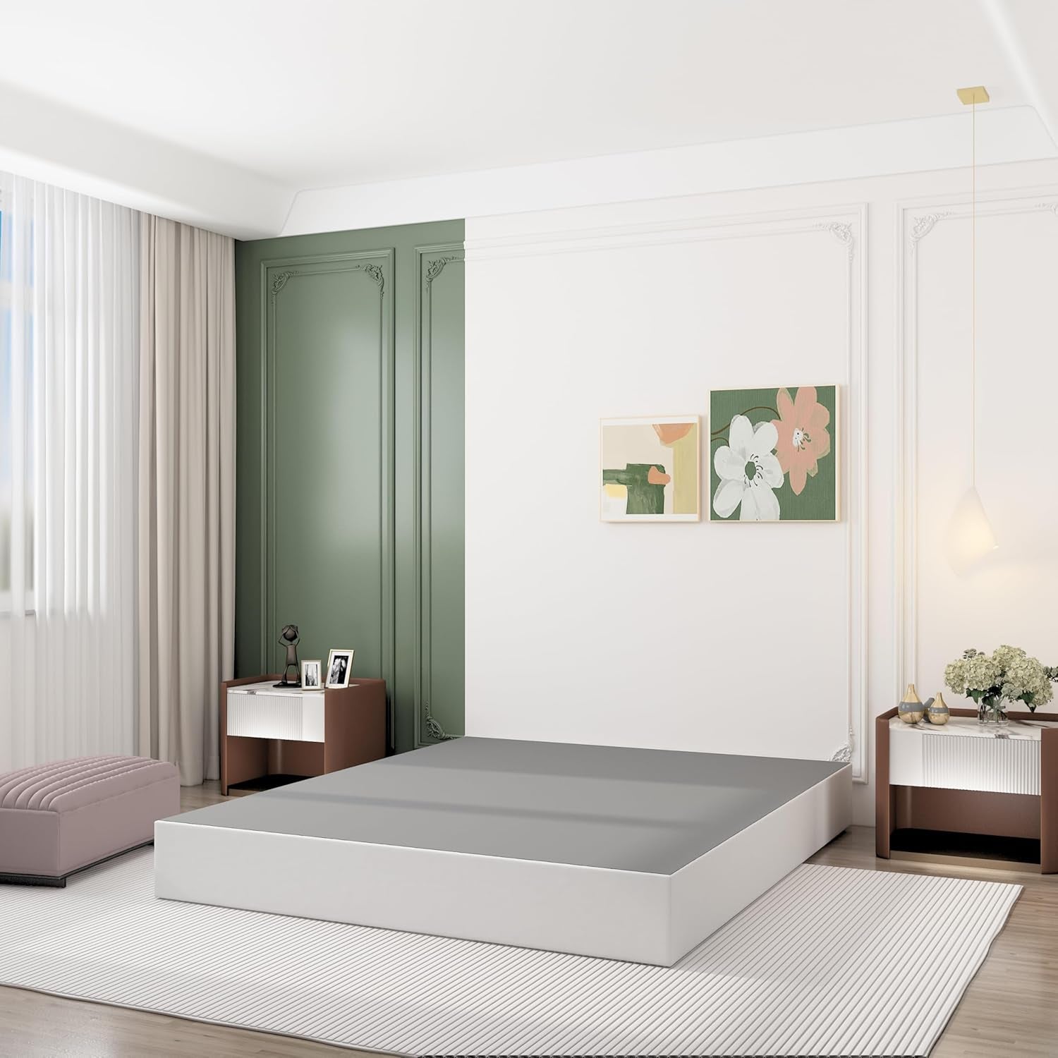 9 Inch Box Spring for Queen Bed, Heavy Duty Metal Mattress Foundation, 3000 Lbs Capacity, High Profile, Noise-Free, Easy Assembly with Fabric Cover