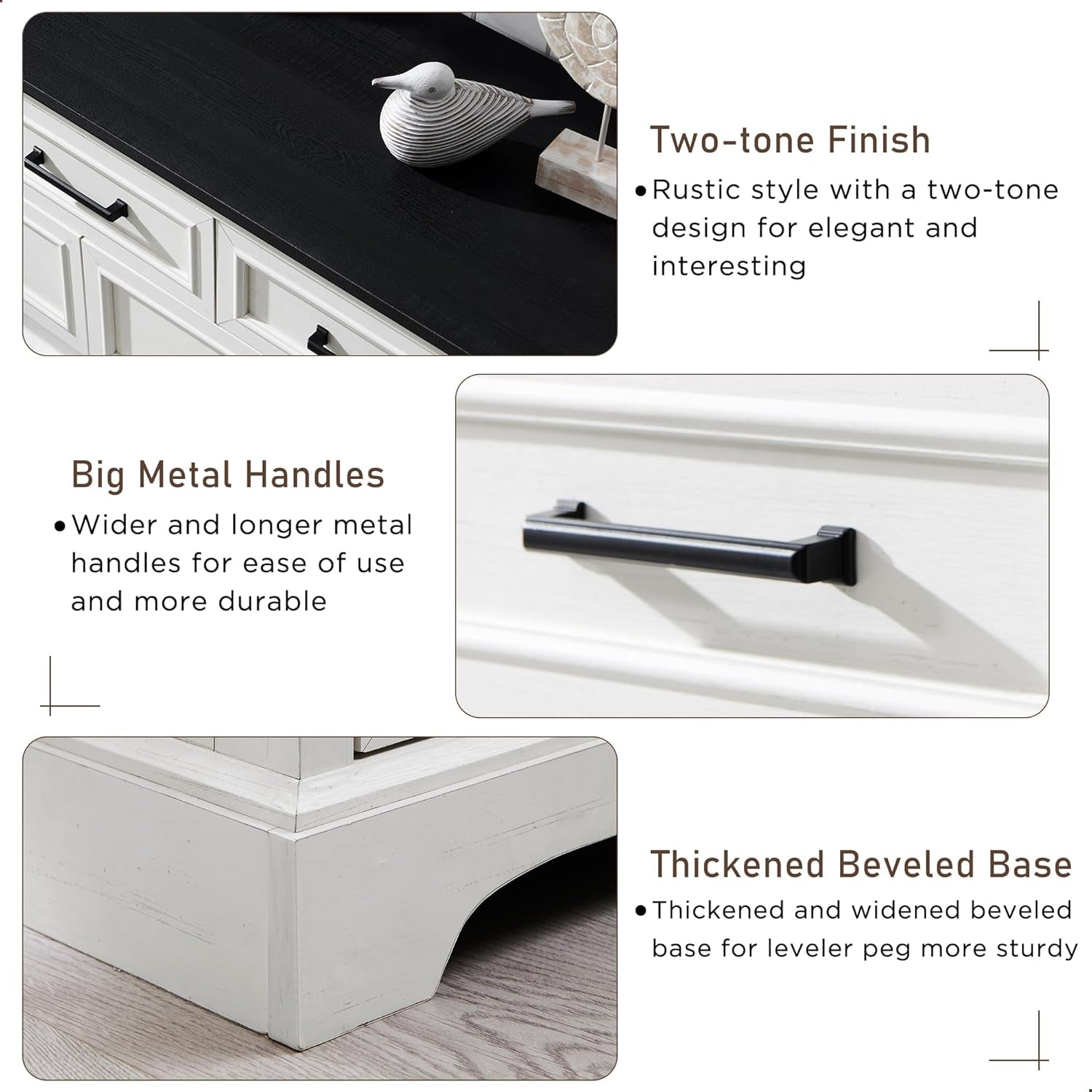 7 Drawer Dresser, Farmhouse Chest of Drawers for Bedroom, 52" Wide Dresser TV Stand with Large Metal Handles, Wood Drawer Organizer for Living Room, Hallway - off White
