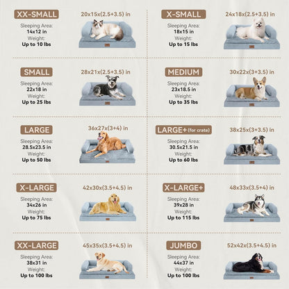 Large Dog Bed Orthopedic Washable - Beds Bolster - Medium XL Xlarge Big Dogs - Memory Foam Couch Sofa - Waterproof with Removable Cover