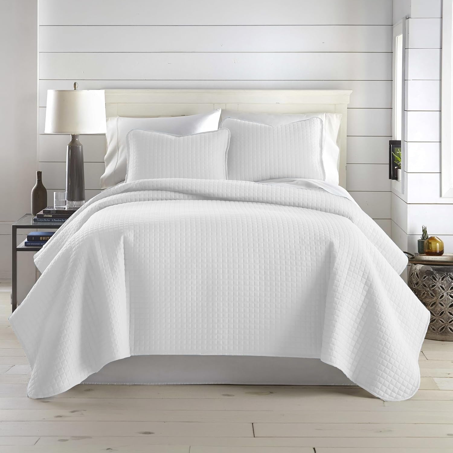 King Quilt Bedding Set with Shams, Coverlet Quilt King Size Bedspread, Luxury Bedding, Bed Spread for Kings/California Kings, Lightweight Quilted Coverlet, White Quilts
