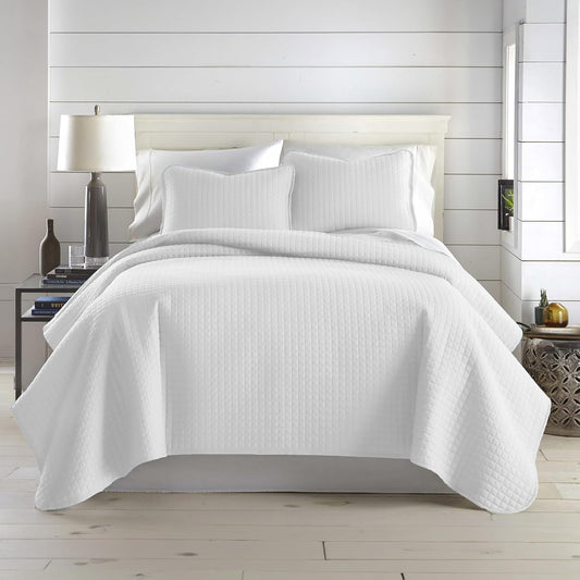 King Quilt Bedding Set with Shams, Coverlet Quilt King Size Bedspread, Luxury Bedding, Bed Spread for Kings/California Kings, Lightweight Quilted Coverlet, White Quilts