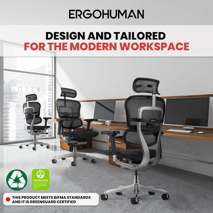 Eurotech ME7ERG GEN2 High Back Mesh Office, Computer, or Gaming Chair W/Tilt Tension Control & Lock, Back Angle/Height, Swivel Arms, Seat Height,/Depth, and Arm Height Adjustments, Black