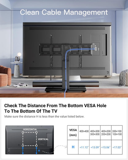 Universal Swivel TV Stand Legs for 37-65 75 Inch LCD LED Tvs, Height Adjustable Table Top Mount with Tempered Glass Base, VESA 600X400Mm, Television TV Stands Holds up to 99Lbs, PSTVS13