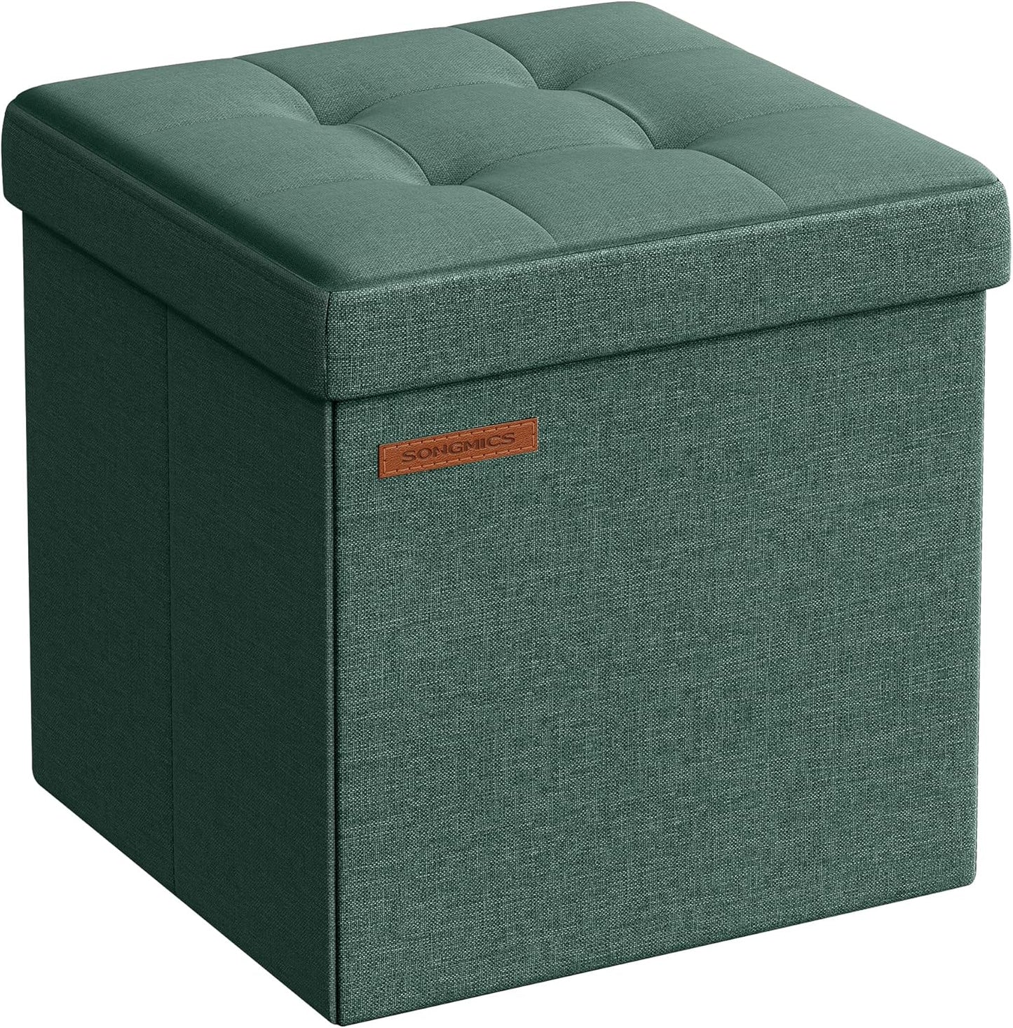 Storage Ottoman, Foldable Small Ottoman Foot Rest, 11.8 Inches Foot Stool, Cube Ottoman with Storage, Load up to 286 Lb, for Living Room, Bedroom, Dorm, Ink Black ULSF028B01