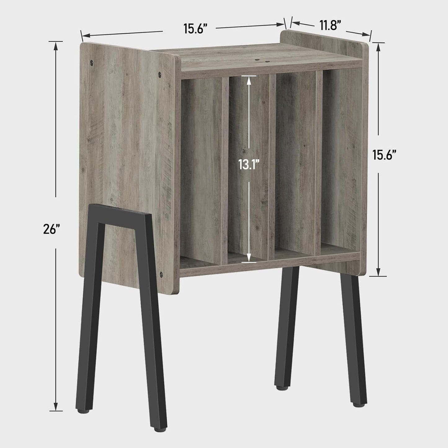 Record Player Stand, Record Storage Table, End Table with Vinyl Holder Display Shelf, Side Table, Turntable Stand, Nightstand (Greige)
