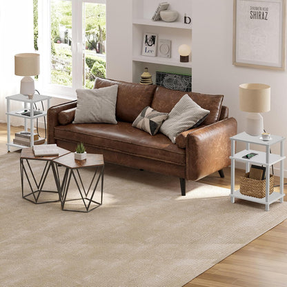 Set of 2 End Table, Side Table, Nightstand, 3-Tier Storage Shelf, Couch Table for Small Space TB01BW0492