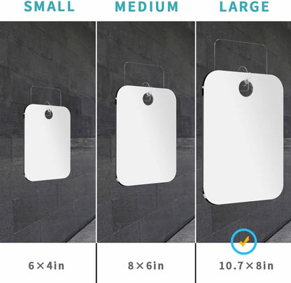 Shatterproof Shower Mirror Fogless for Shaving(2 Pack,Larger 10.7X8 Inch) 43% than Original,Unbreakable Deluxe Plexiglass Makeup Mirror,Largest Bathroom Wall Hanging,Portable Handheld Camping,Silver